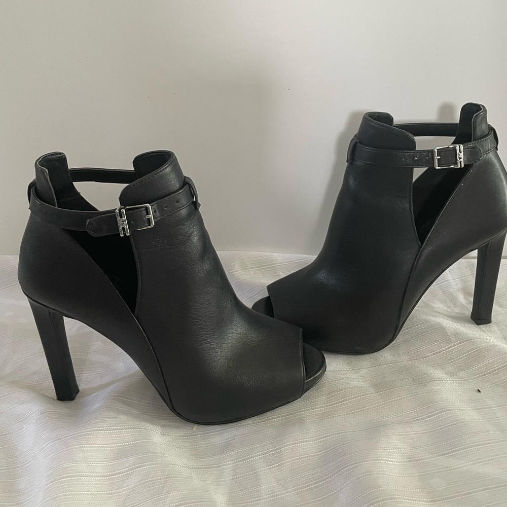 Black Peep-Toe Ankle Boots Michael Kors